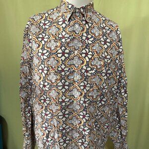 Giorgio Armani Le Collezioni Men's Floral Green Beige Red LS Button Front Shirt